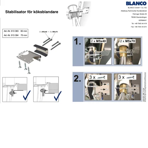 BLANCO Stabiliseringplatta Blandare 70 75mm